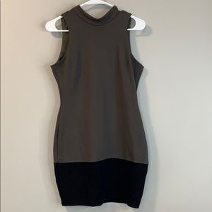 Olive green and black dress